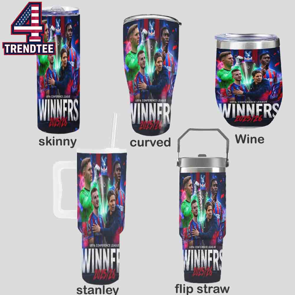 Crystal Palace FC 2026 UEFA Conference League Champions Winners Skinny Curved Wine Stanley Flip Straw Tumbler Crystal Palace FC 2026 UEFA Conference League Champions Winners Skinny Curved Wine Stanley Flip Straw Tumbler