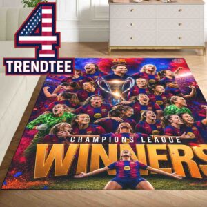 FC Barcelona Femeni Women 2026 UWCL Winners Champions Campiones D’Europa Home Decor Rug Carpet