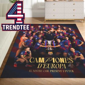 FC Barcelona Femeni Women UWCL Winners 2026 Champions Campiones D’Europa Home Decor Rug Carpet