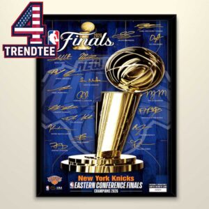 New York Knicks Eastern Conference Champions 2026 Trophy Signature Limited Edition Home Decor Poster Canvas