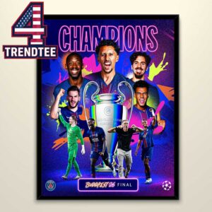 Paris Saint Germain PSG 2026 UEFA Champions League Winner Budapest Final Home Decor Poster Canvas