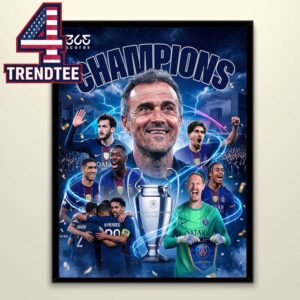Paris Saint Germain PSG 2026 UEFA Champions League Winner Champions Back To Back Home Decor Poster Canvas
