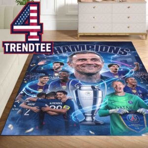 Paris Saint Germain PSG 2026 UEFA Champions League Winner Champions Back To Back Home Decor Rug Carpet