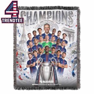 Paris Saint Germain PSG 2026 UEFA Champions League Winner Champions Hooded Fleece Woven Blanket