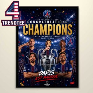 Paris Saint Germain PSG 2026 UEFA Champions League Winner Paris Est Magique Home Decor Poster Canvas