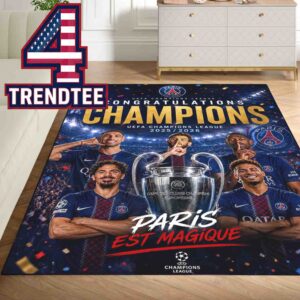 Paris Saint Germain PSG 2026 UEFA Champions League Winner Paris Est Magique Home Decor Rug Carpet