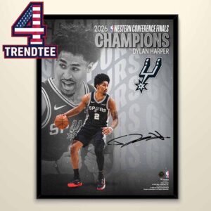 Dylan Harper San Antonio Spurs 2026 NBA Western Conference Champions Photograph Signed Home Decor Poster Canvas