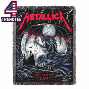 Metallica M72 Bologna 2026 Stadio Renato Dall’Ara Hooded Fleece Woven Blanket