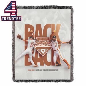 Texas Softball 2026 NCAA Softball National Champions Back To Back Hooded Fleece Woven Blanket Tapestry